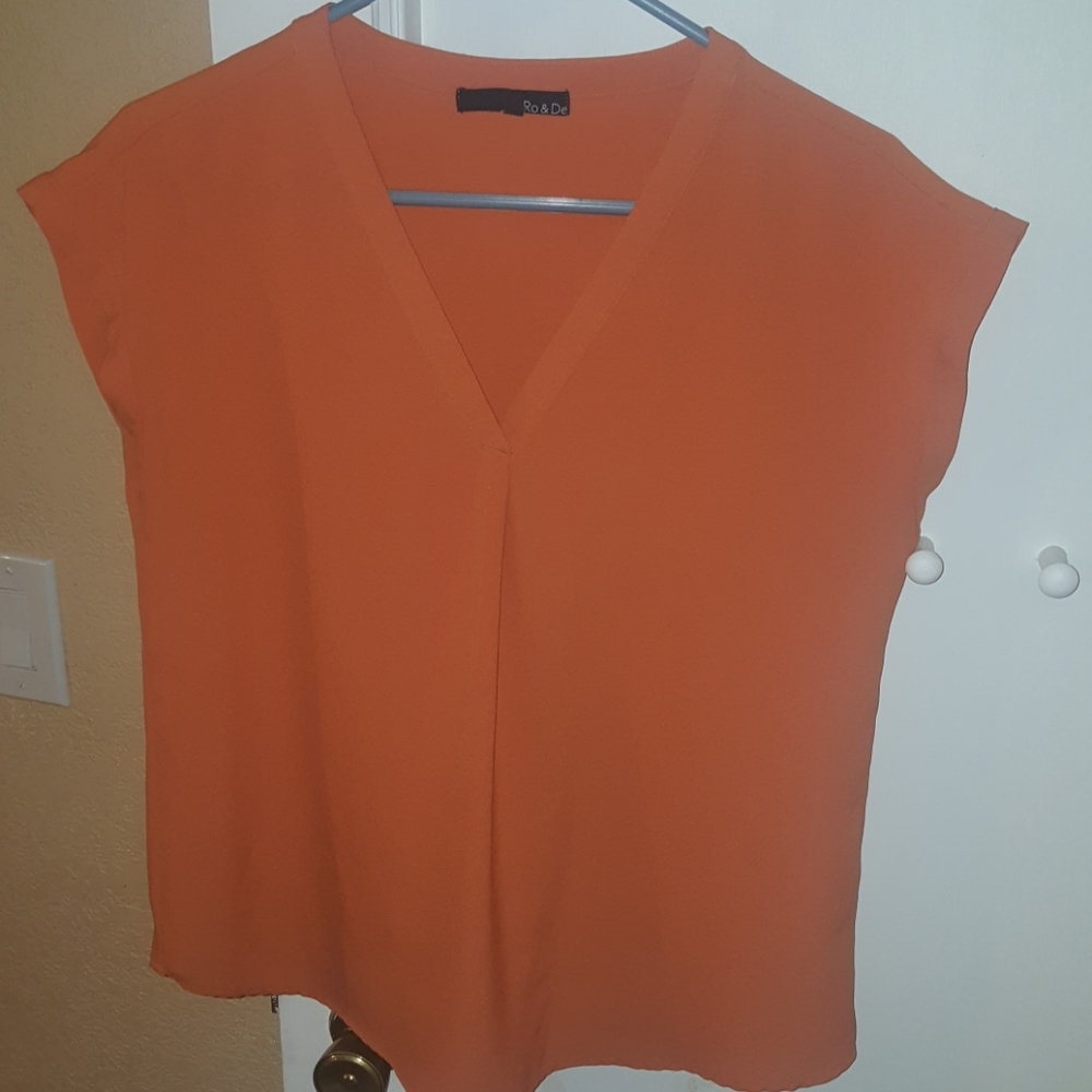 Orange V neck blouse